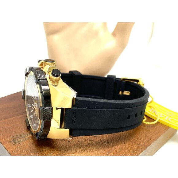 Invicta Men's Watch 28100 Aviator Quartz Gold Black Dial Chronograph Rubber Band - Picture 10 of 15